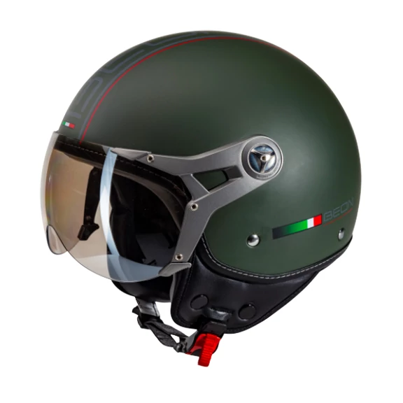 BEON Design-B Army Green – Jethelm met vizier, brommer, scooter Motomasu | Koop Je Online